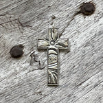 Argentium Silver Cross Pendant with Tooled Leather Texture copyright chisholm trail designs 2025