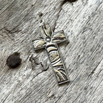 Argentium Silver Cross Pendant with Tooled Leather Texture copyright chisholm trail designs 2025