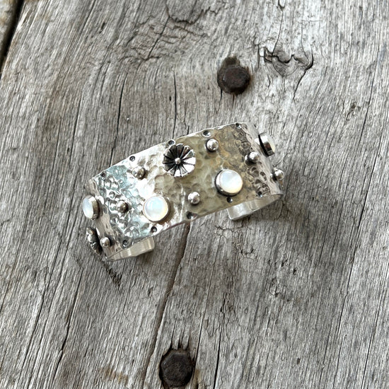 Sterling and Pearl Cuff Bracelet