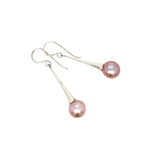 Pink 10mm Cultured Pearl Sterling Silver Dangle Earrings copyright chisholm trail designs 2025