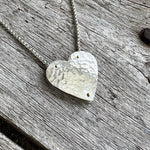 Argentium Silver Big Riveted Heart Pendant Necklace copyright chisholm trail designs 2025