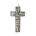 Argentium Silver Cross Pendant with Tooled Leather Texture copyright chisholm trail designs 2025