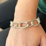 Silver Big Oval and Circle Link Bracelet