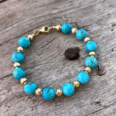 Turquoise Bracelet with 14k Gold Beads