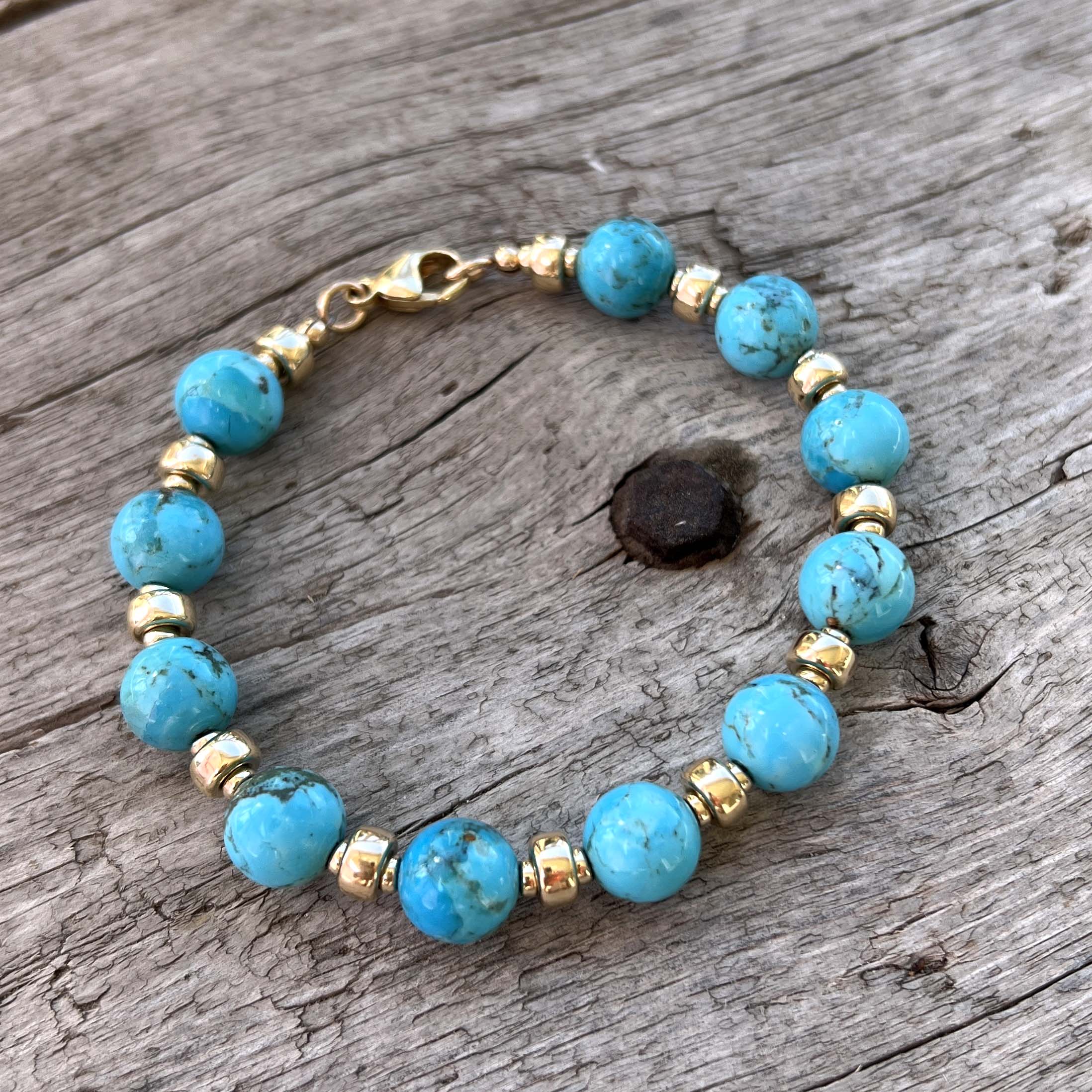 Turquoise Bracelet with 14k Gold Beads