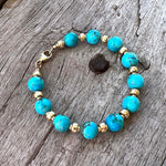 Turquoise Bracelet with 14k Gold Beads