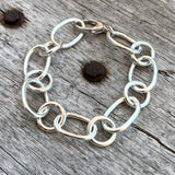 Argentium Silver Big Oval and Circle Link Bracelet