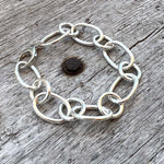 Silver Big Oval and Circle Link Bracelet