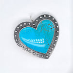 Big Heart Shaped Kingman Turquoise Pendant Argentium Silver copyright chisholm trail designs 2025