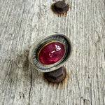 Sterling Silver Ring with Oval Rubellite Tourmaline Set in 22k Gold