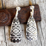 Argentium Silver Dangle Indian Blanket Pattern Earrings
