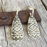 Argentium Silver Dangle Indian Blanket Pattern Earrings