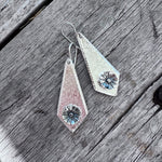 Silver Inverted Kite Earrings with Southwestern Cupped Flower