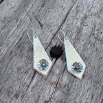 Silver Inverted Kite Earrings with Southwestern Cupped Flower