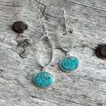 Sterling Silver Hinged Earrings with 20 x 15mm Pilot Mountain Turquoise