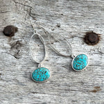 Sterling Silver Hinged Earrings with 20 x 15mm Pilot Mountain Turquoise