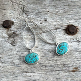 Sterling Silver Hinged Earrings with 20 x 15mm Pilot Mountain Turquoise