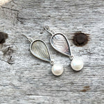 Silver Freshwater White Pearl Dangle Earrings