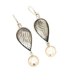 Silver Freshwater White Pearl Dangle Earrings