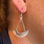 Argentium Silver Semi Circle Dangle Earrings with 18k Gold Accents