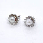 Argentium Silver Petite AA Akoya White Pearl Stud Earrings
