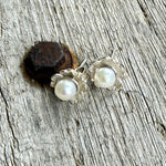Argentium Silver Petite AA Akoya White Pearl Stud Earrings