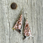 Ocean Jasper Druzy Dangle Earrings with Faceted Smokey Quartz Accent