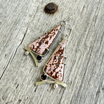 Ocean Jasper Druzy Dangle Earrings with Faceted Smokey Quartz Accent