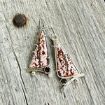 Ocean Jasper Druzy Dangle Earrings with Faceted Smokey Quartz Accent