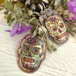La Catrina Sugar Skull  Pendant Set In Sterling Silver with Purple Faceted Stone copyright chisholm trail designs 2025