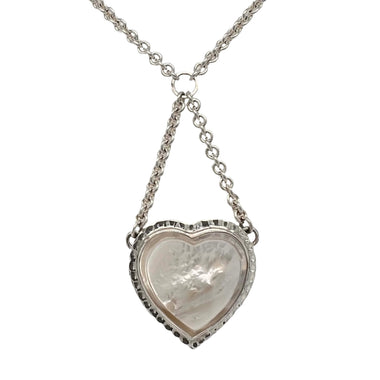 Mother of Pearl Heart Pendant Argentium Silver Necklace copyright chisholm trail designs 2025