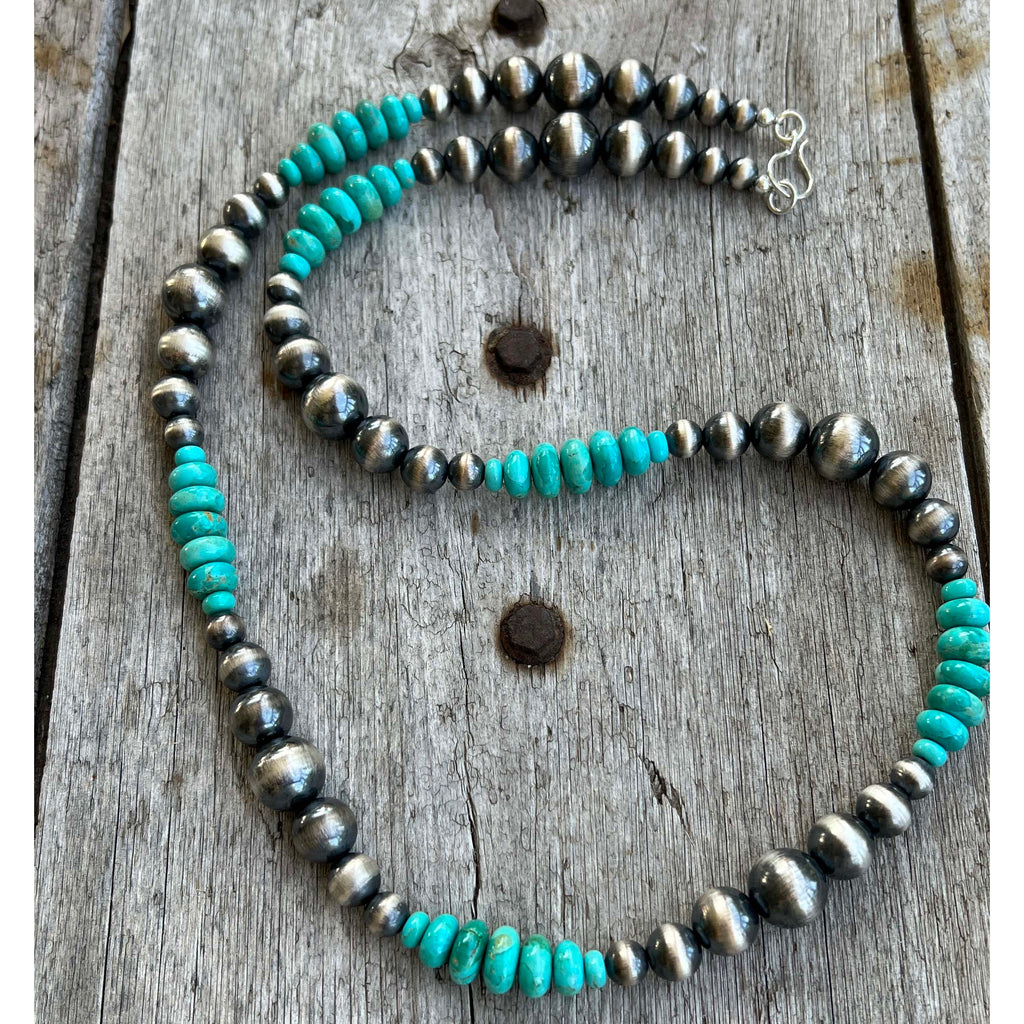 NKS230619-B Roundel Turquoise Stone Navajo Beads Necklace with Letter –  MONTANA WEST U.S.A