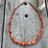 20" Spiny Oyster Graduated Rondelles and Navajo Pearls Necklace