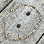 14k Gold Paperclip Chain Styled Necklace, 19"