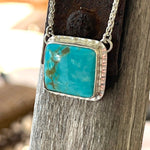 Turquoise Necklace with Petite Rectangular Kingman Pendant