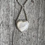 Mother of Pearl Heart Pendant Silver Necklace