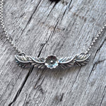 Sterling Silver Flower and Feather Necklace