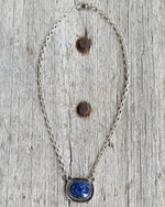 Sterling Silver Faceted Denim Lapis Lazuli Neckace 16"