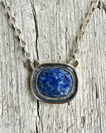 Sterling Silver Faceted Denim Lapis Lazuli Neckace 16"