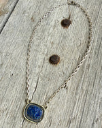 Sterling Silver Faceted Denim Lapis Lazuli Neckace 16"