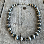 Navajo Pearl Necklace with Alternating Patterned Beads, 18" Length