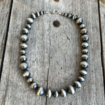 Navajo Pearl Necklace with Alternating Patterned Beads, 18" Length