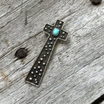 Sterling Silver Cross Pendant with Turquoise