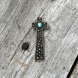 Sterling Silver Cross Pendant with Turquoise