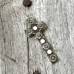 Silver Cross with Flowers and Mother of Pearl Accents