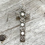 Silver Cross with Flowers and Mother of Pearl Accents