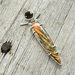 Sterling Sterling Cherry Creek Jasper with 12mm Smokey Quartz Pendant