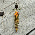 Sterling Sterling Cherry Creek Jasper with 12mm Smokey Quartz Pendant