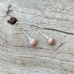 Pink 10mm Cultured Pearl Sterling Silver Dangle Earrings copyright chisholm trail designs 2025