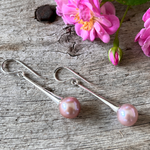 Pink 10mm Cultured Pearl Sterling Silver Dangle Earrings copyright chisholm trail designs 2025